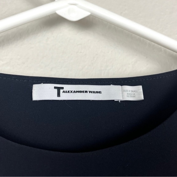 T Alexander Wang Black Stretch Jersey Long Sleeve Ruched Twist Mini Dress - Picture 6 of 7